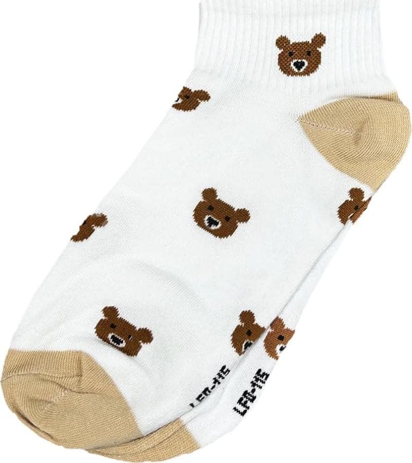 3 Pairs Women’s Cozy Ankle Socks with Bear Design – Duo Color 100% Cotton Soft Comfort