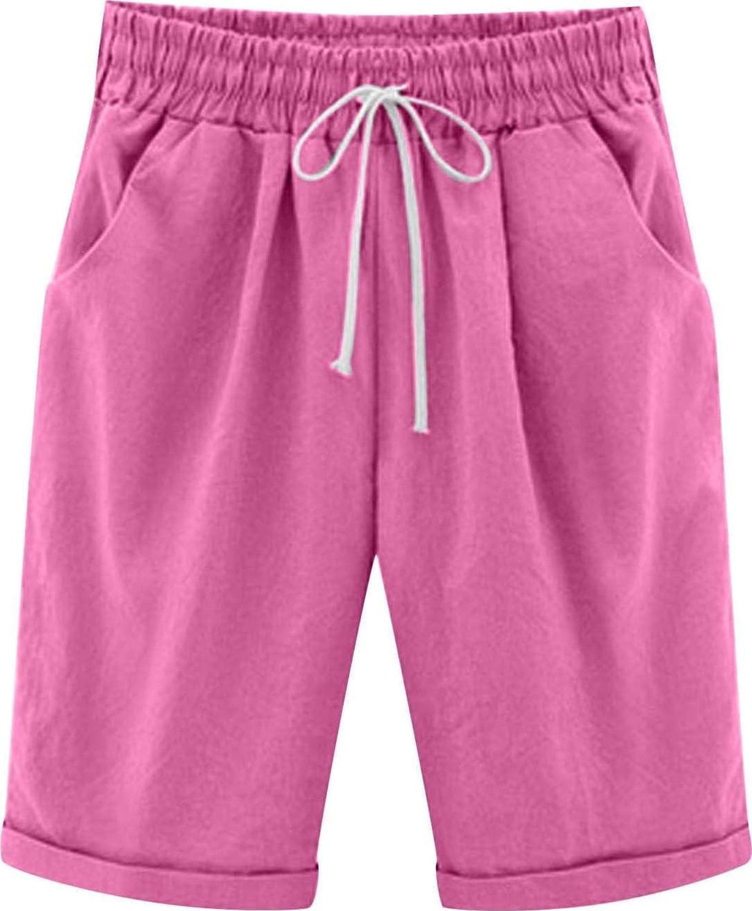 Bermuda Shorts for Women Trendy Summer 2024 Beach Drawstring Knee Length Shorts Loose Fit Resort Wear Fashion Clothes