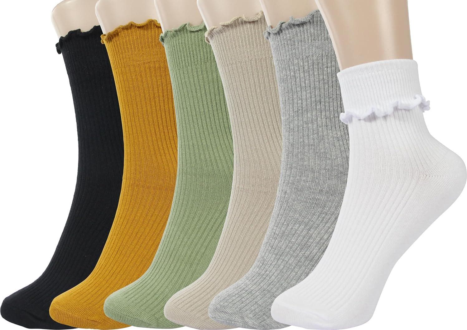 BomKinta Ruffle Socks Women – Turn-Cuff Frilly Sock – Lightweight Cotton Socks