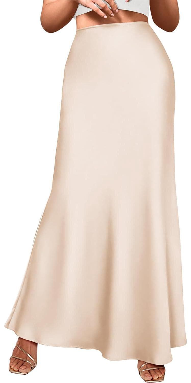 BTFBM Women’s Spring Summer Skirt 2024 Silk Elegant High Waist Cocktail Party Wedding Mermaid Hem Satin Maxi Skirts