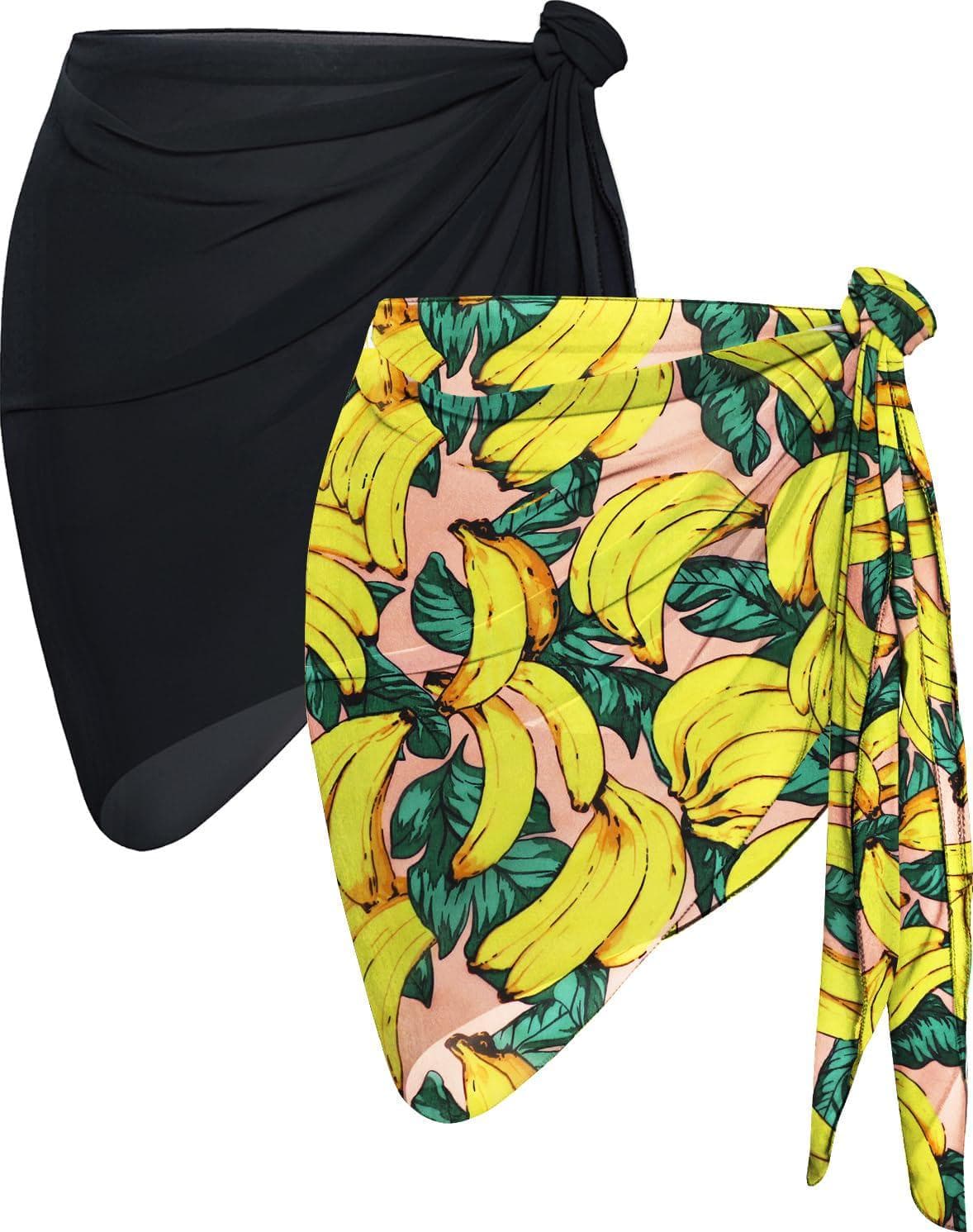 CHICGAL 2 Pieces Women Beach Sarong Bathing Suit Wrap Skirt Sheer Bikini Swimsuit Cover Ups for Swimwear