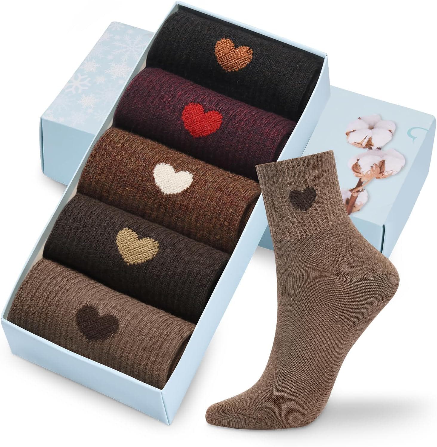 Corlap Women’s Crew Socks Ankle High Cotton Fun Cute Athletic Running Socks Gifts For Women (5-Pairs With gifts Box)