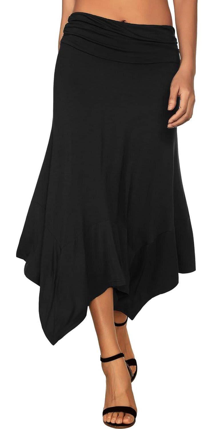 DJT Women’s Flowy Handkerchief Hemline Midi Skirt
