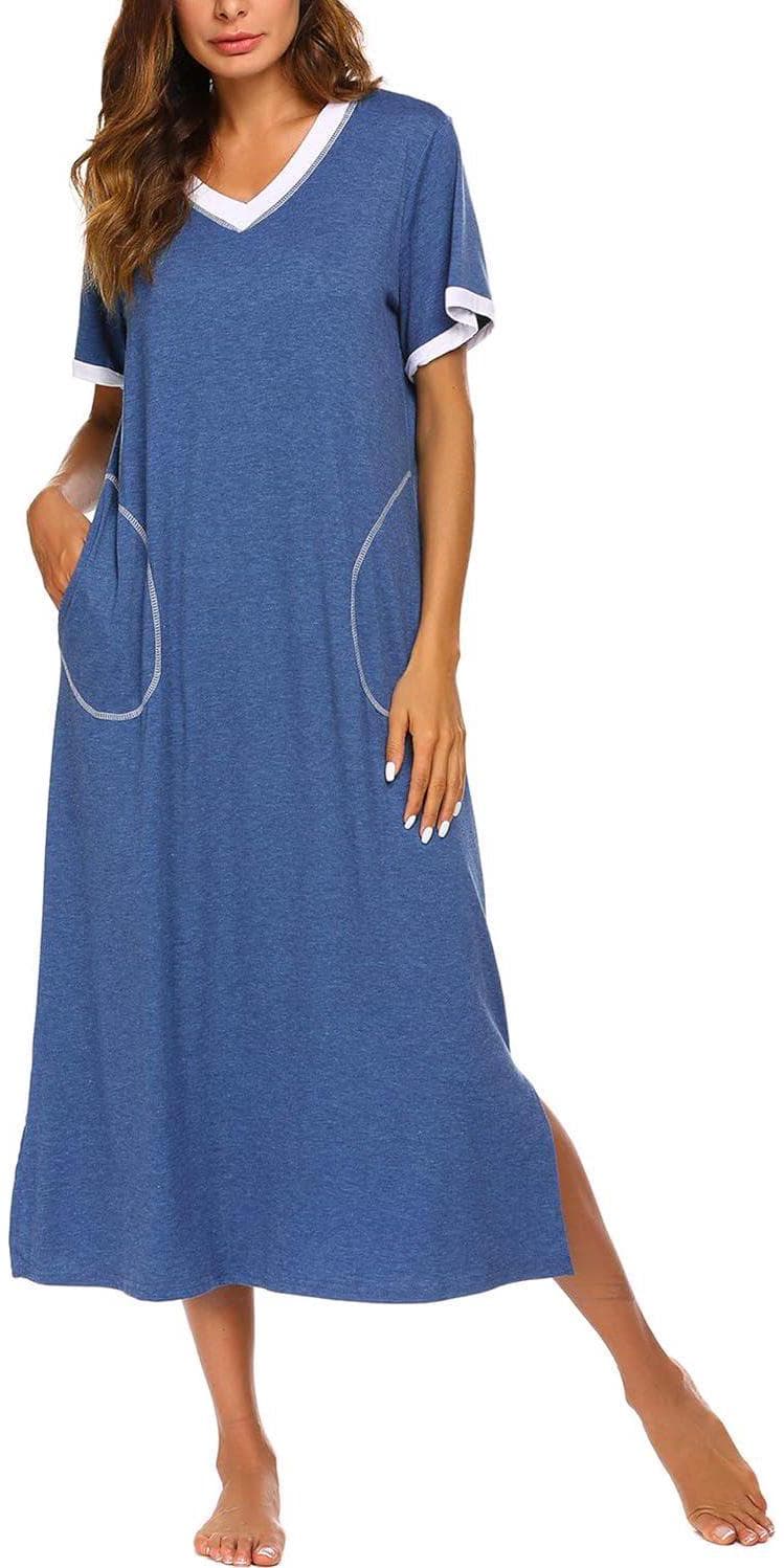 Ekouaer Women’s Full Length Short Sleeve Nightgown