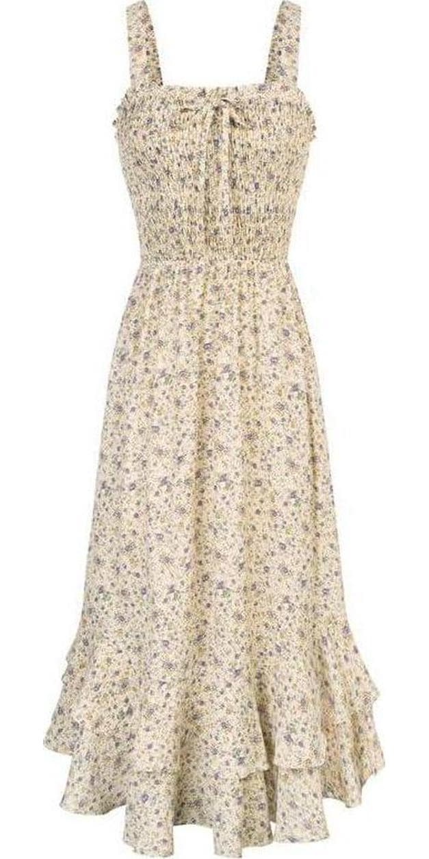 GRACE KARIN Women’s 2024 Summer Floral Boho Dress Square Neck Strapped Swing A Line Beach Long Maxi Dress
