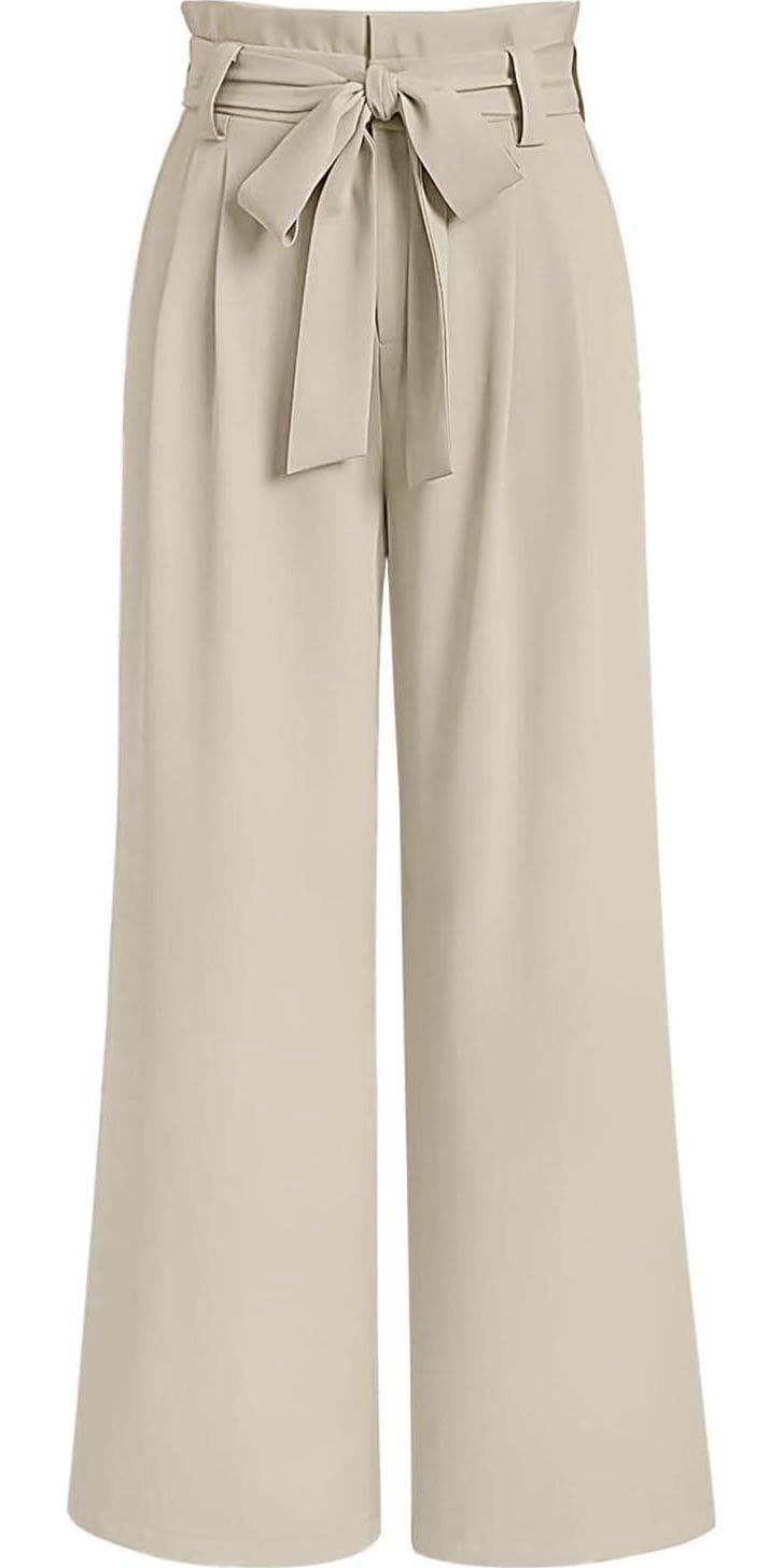 LILLUSORY Wide Leg Dress Pants Women’s Paperbag High Waisted Business Casual Trousers with Removable Belt