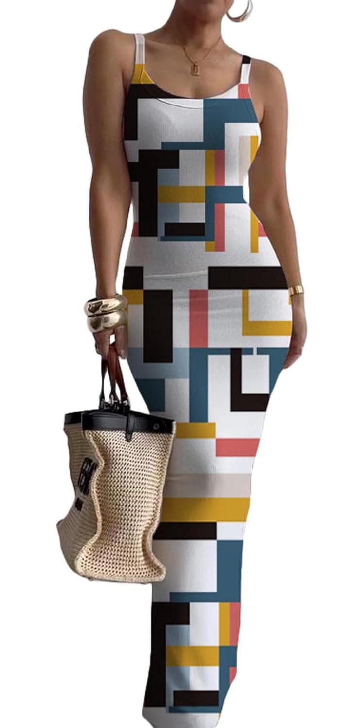 Nimsruc Women Summer Long Dress Casual Slip Sexy Slim Sleeveless Bodycon Maxi Dresses for Women 2024