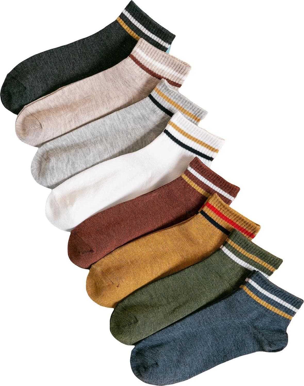 OYOANGLE Women’s 8 Pairs Striped Print Ankle Socks Active Lightweight Running Socks