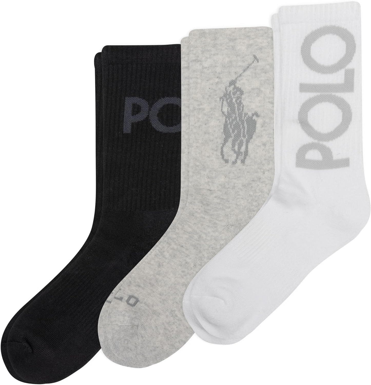 Polo Ralph Lauren womens Classic Sport Tonal Logo Crew Socks – 3 Pair Pack – Cushioned Cotton Comfort