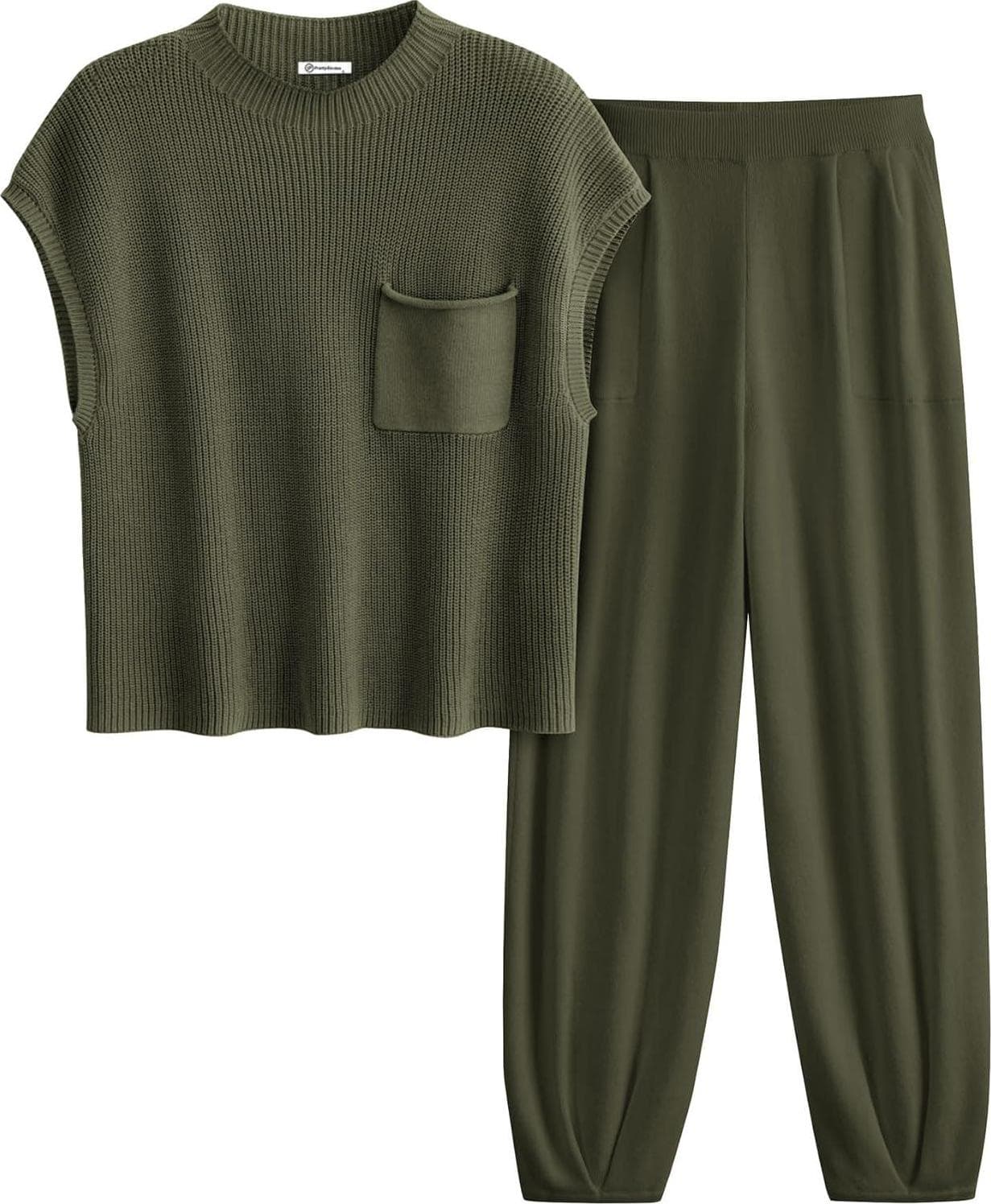 PRETTYGARDEN Womens Knit Pullover Tops And High Waisted Pants Matching Tracksuit Sweatsuit Set