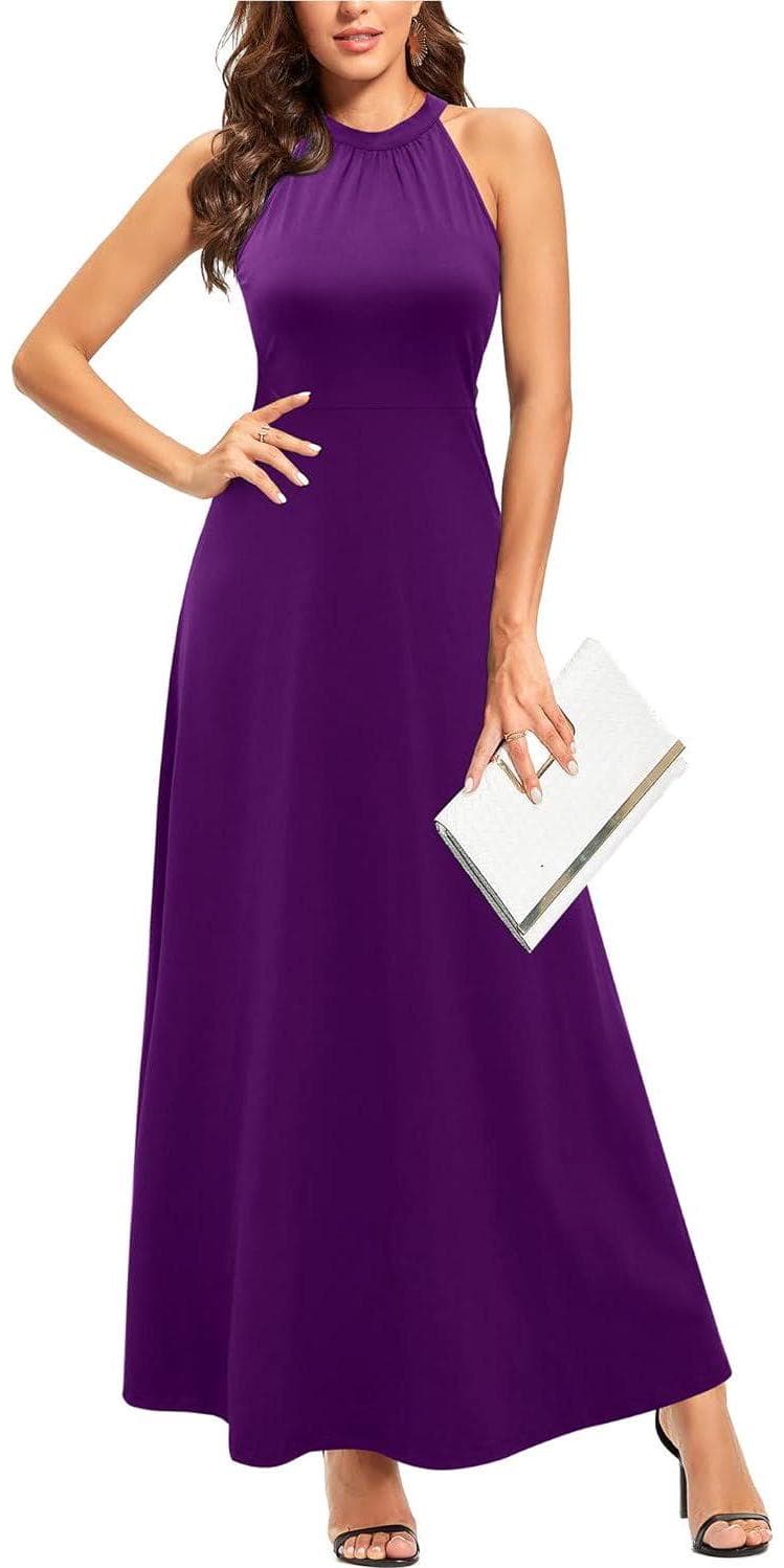STYLEWORD Women’s Summer Fashion Formal Maxi Dresses Wedding Guest Hawaiian Beach Halter Neck Long Dresses