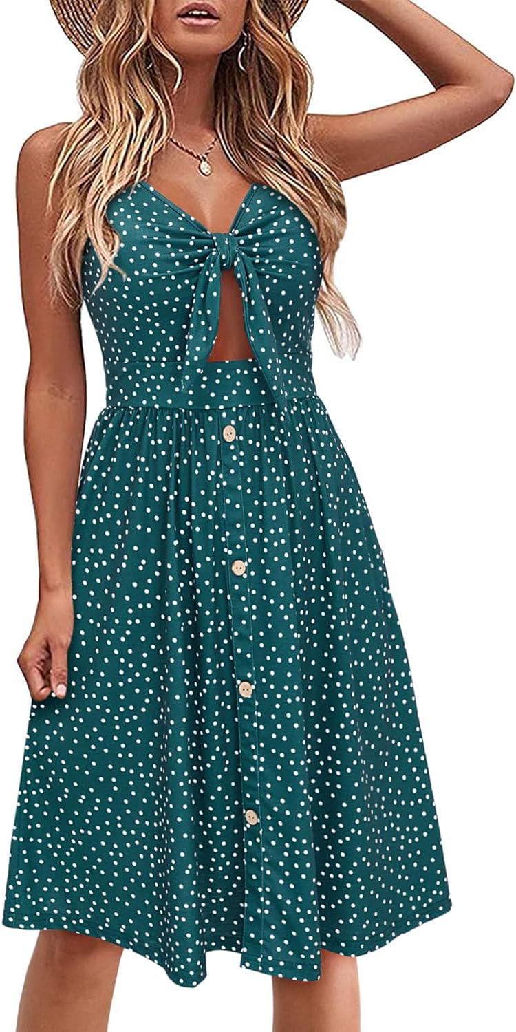 VOTEPRETTY Women’s Summer Dresses Spring Sundresses Beach Clothes Outfit Vacation 2024 V Neck Casual Tropical Resort Hawaiian