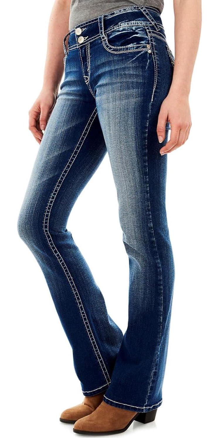 WallFlower Women’s Luscious Curvy Bootcut Mid-Rise Insta Stretch Juniors Jeans (Standard and Plus)