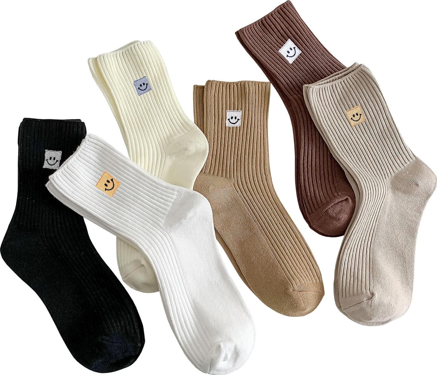 Women Cute Ankle Socks (5 Pairs) Aesthetic Ruffle Socks Neutral Cotton Socks for Women Granola Girls Size 5-8