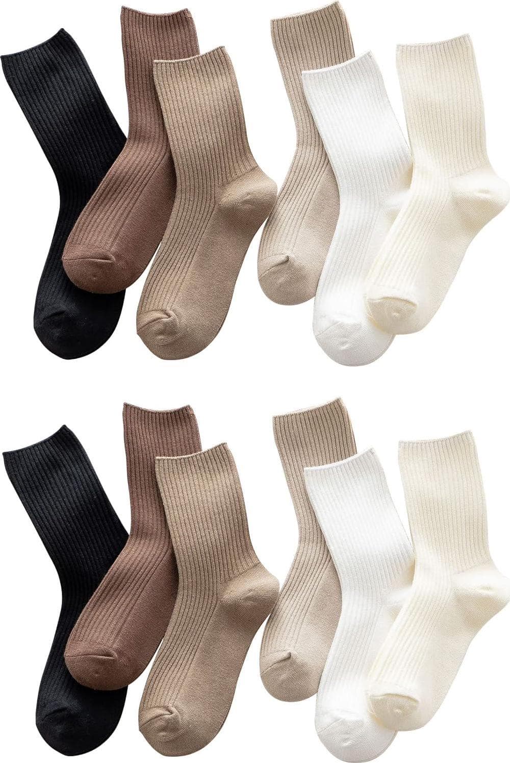 Women s Cute Cotton Crew Socks Neutral Aesthetic Slouchy Boot Dress Socks Women Girls Granola Essentials