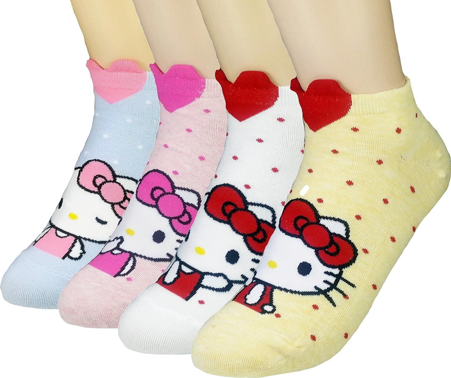 Women’s Hello Kitty Cute Cotton Blend Ankle Socks Set, Lovely Kitty, One Size