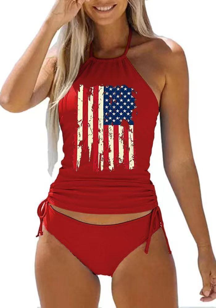 Womens Two-Piece Tankini Set Cow Skull with Leopard Print Sets Swimwear Tankini Top Sets Swimwear