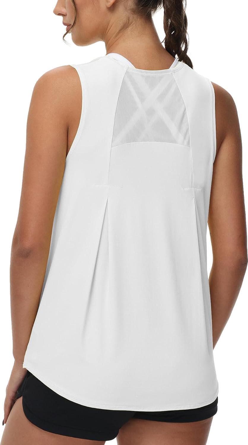 Women’s Workout Tops for Women Mesh Sleeveless Yoga Shirts Athletic Running Tank Tops Cool-Dry Gym Shirts