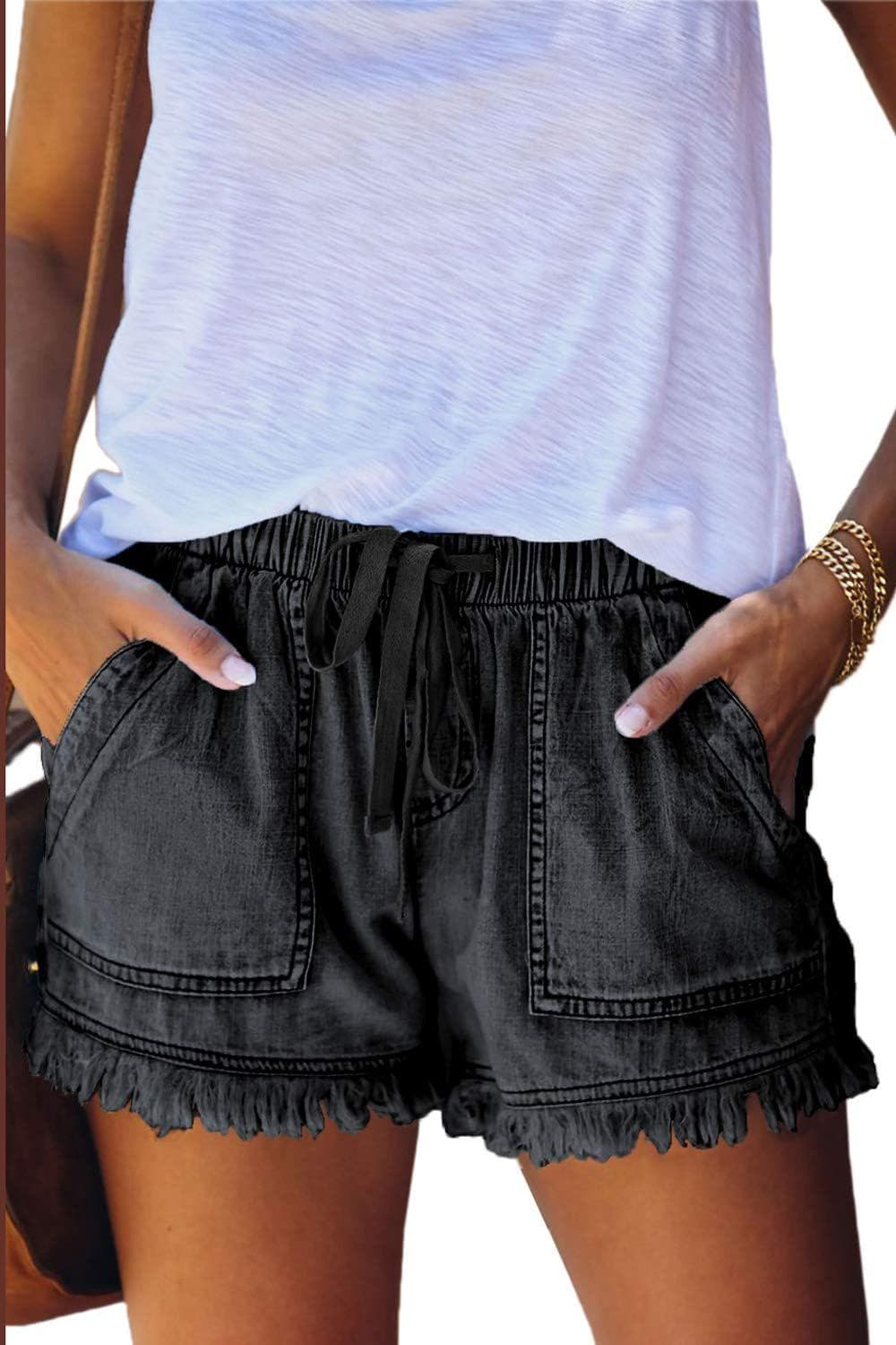 YOCUR Womens Lightweight Shorts Casual Baggy Trendy Short Pants Elastic Waist Drawstring Comfy Shorts